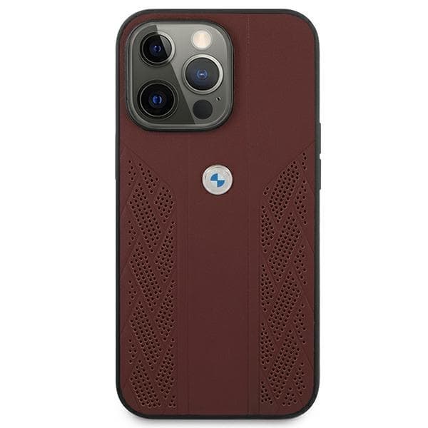 BMW Skal iPhone 13 Pro Läder Curve Perforate - Röd