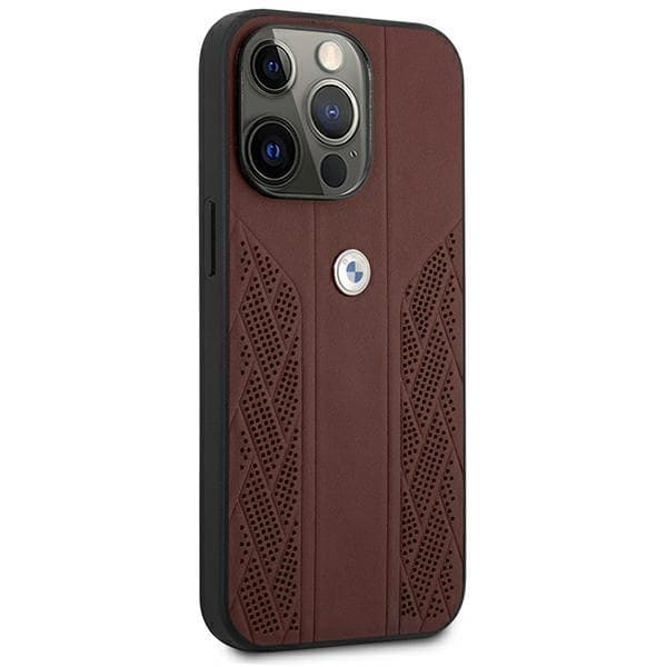 BMW Skal iPhone 13 Pro Läder Curve Perforate - Röd