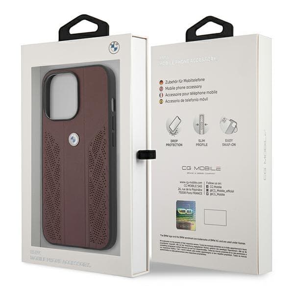 BMW Skal iPhone 13 Pro Läder Curve Perforate - Röd