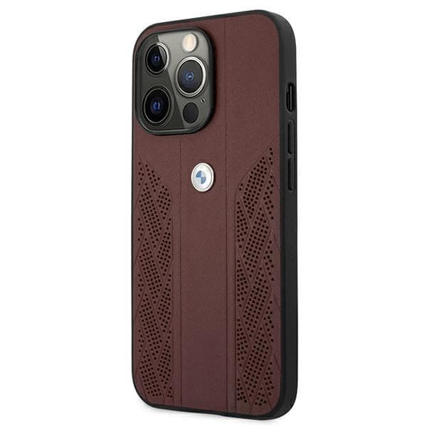 BMW Skal iPhone 13 Pro Läder Curve Perforate - Röd