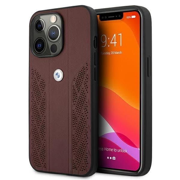 BMW Skal iPhone 13 Pro Läder Curve Perforate - Röd