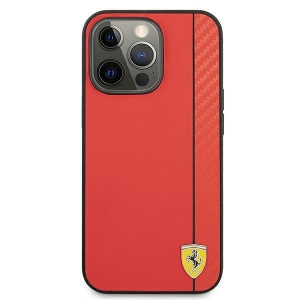 Ferrari Skal iPhone 13 Pro Max On Track Carbon Stripe - Röd