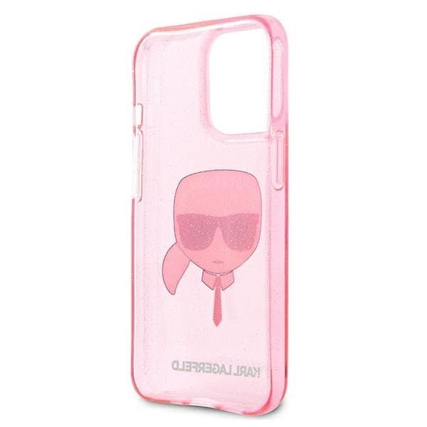 Karl Lagerfeld Glitter Karl`s Head Skal iPhone 13 Pro Max - Rosa