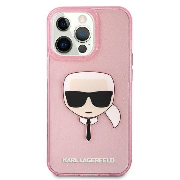 Karl Lagerfeld Glitter Karl`s Head Skal iPhone 13 Pro Max - Rosa