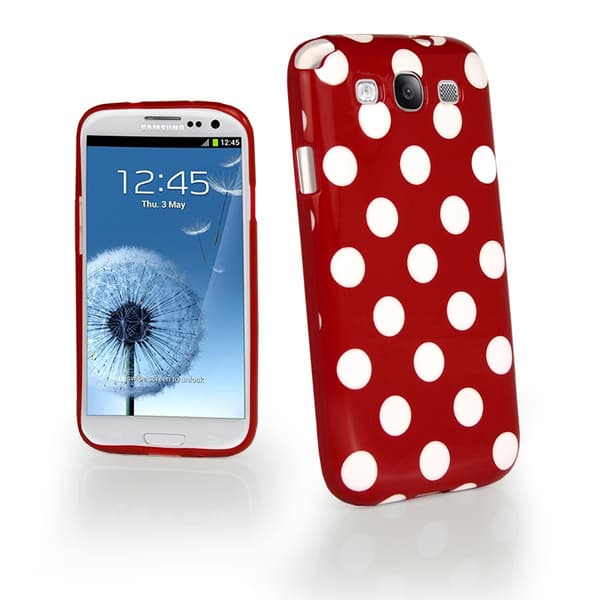 Polka dot FlexiCase Skal till Samsung Galaxy S3 i9300 (Röd)