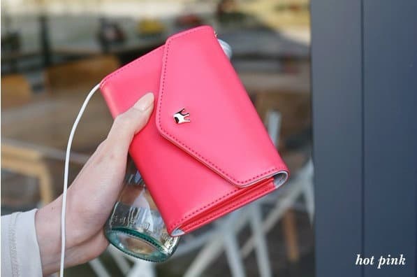 Crown Smart Fold plånbok-mobilväska (Magenta)