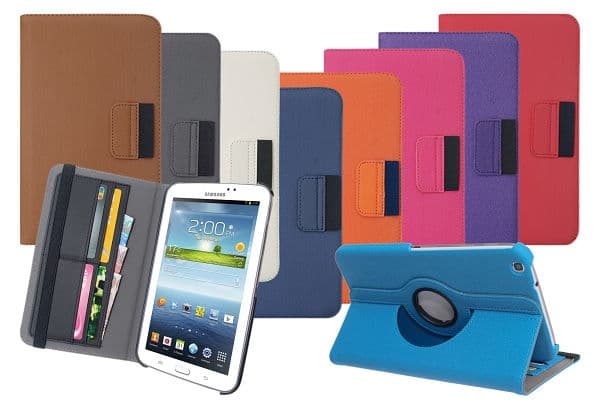 Denim Rotating Armour Fodral till Samsung Galaxy Tab 3 7.0 (Röd)