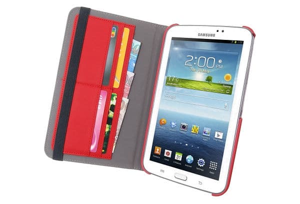 Denim Rotating Armour Fodral till Samsung Galaxy Tab 3 7.0 (Röd)