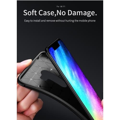 IPAKY Carbon Fiber Mobilskal till Xiaomi Pocophone F1 - Blå