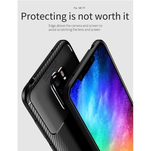 IPAKY Carbon Fiber Mobilskal till Xiaomi Pocophone F1 - Blå