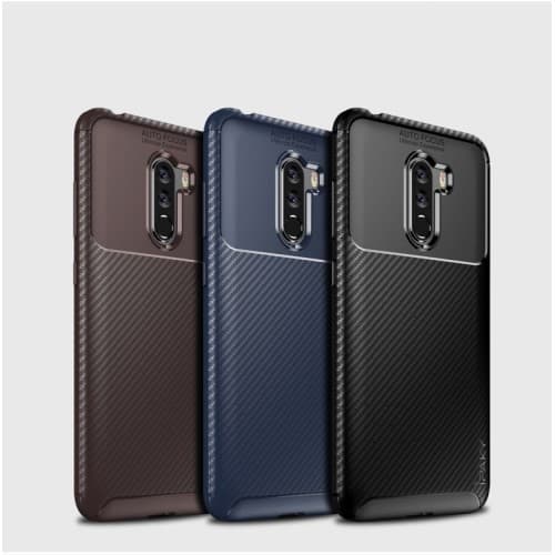 IPAKY Carbon Fiber Mobilskal till Xiaomi Pocophone F1 - Blå