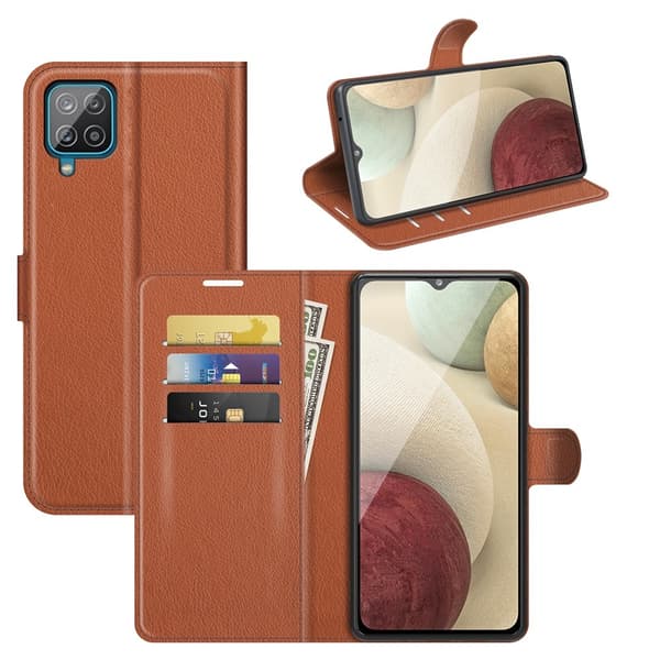 Litchi Plånboksfodral Galaxy A22 4G - Brun