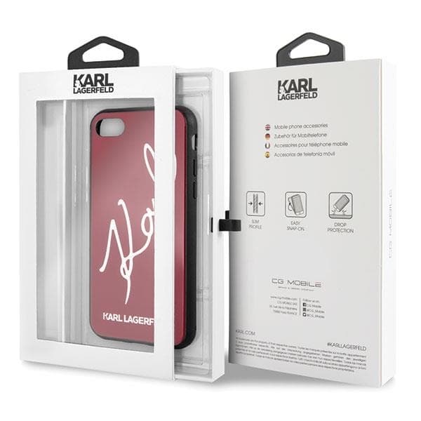 Karl Lagerfeld Skal iPhone 7/8/SE 2020 Signature Glitter - Röd