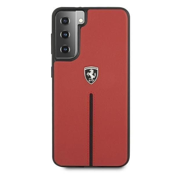 Ferrari Skal Galaxy S21 Plus Off Track Leather Nylon Stripe - Röd