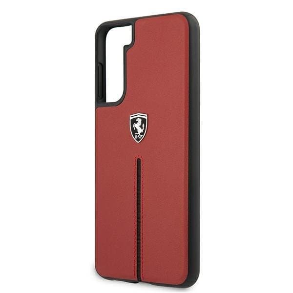 Ferrari Skal Galaxy S21 Plus Off Track Leather Nylon Stripe - Röd