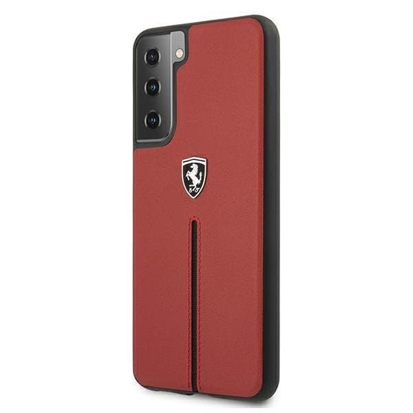 Ferrari Skal Galaxy S21 Plus Off Track Leather Nylon Stripe - Röd