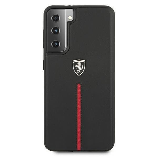Ferrari Skal Galaxy S21 Plus Off Track Leather Nylon Stripe - Svart