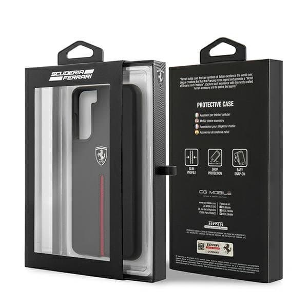 Ferrari Skal Galaxy S21 Plus Off Track Leather Nylon Stripe - Svart