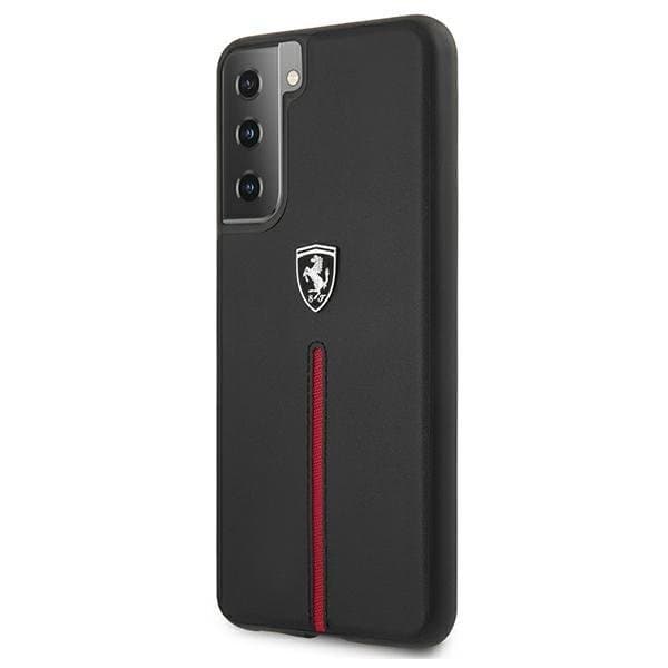 Ferrari Skal Galaxy S21 Plus Off Track Leather Nylon Stripe - Svart