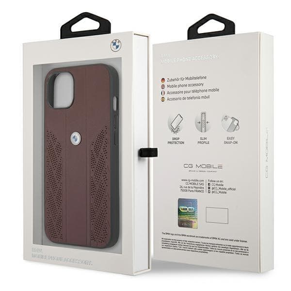 BMW Skal iPhone 13 mini Läder Curve Perforate - Röd
