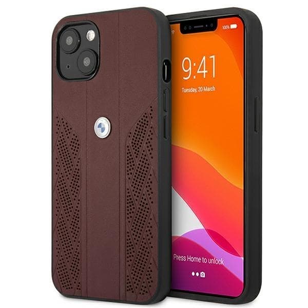 BMW Skal iPhone 13 mini Läder Curve Perforate - Röd