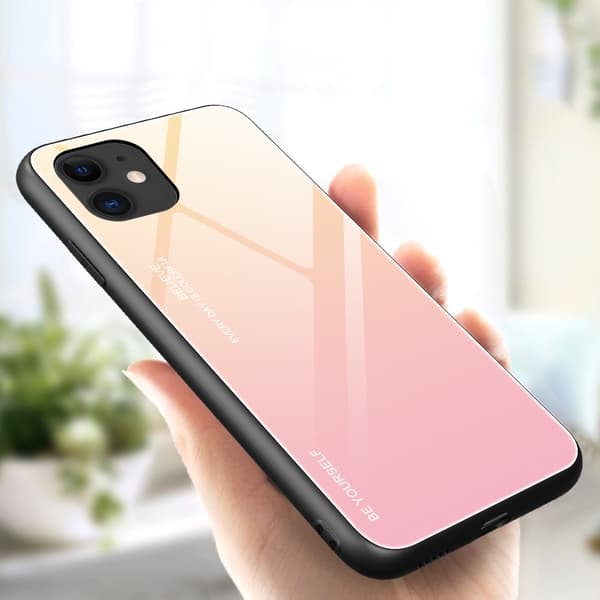 Gradient Härdat Glas Skal iPhone 12 Mini - Rosa