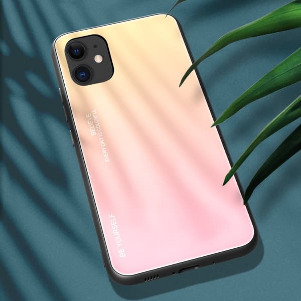 Gradient Härdat Glas Skal iPhone 12 Mini - Rosa