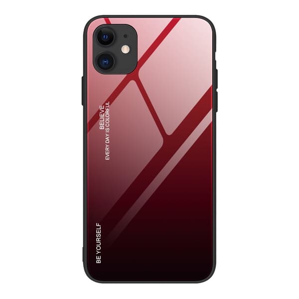 Gradient Härdat Glas Skal iPhone 12 Mini - Svart / Röd