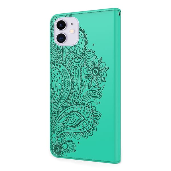 Blommor iPhone 13 Mini Plånboksfodral - Turkos