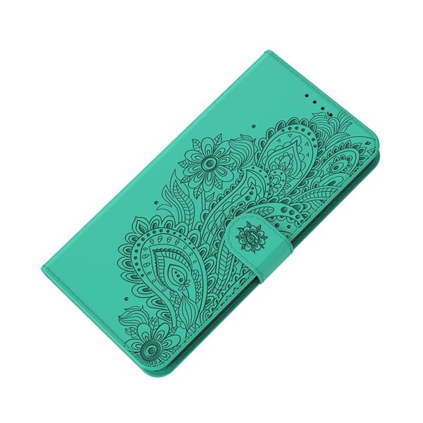 Blommor iPhone 13 Mini Plånboksfodral - Turkos