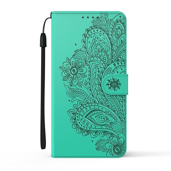 Blommor iPhone 13 Mini Plånboksfodral - Turkos