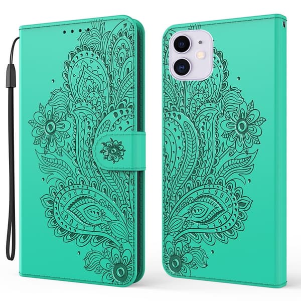 Blommor iPhone 13 Mini Plånboksfodral - Turkos