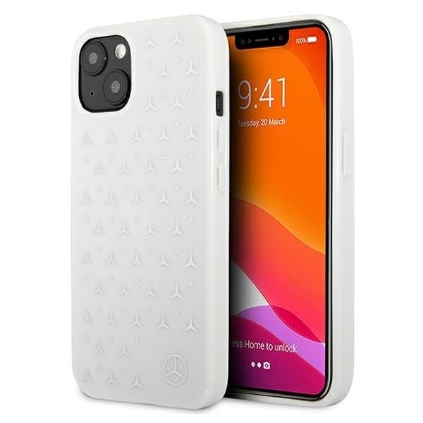 Mercedes Silver Stars Skal Pattern iPhone 13 Mini - Vit