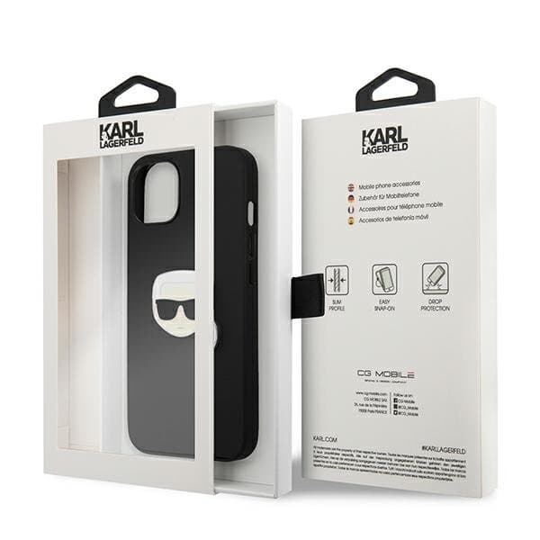 Karl Lagerfeld Läder Ikonik Karl`s Head Metal Skal iPhone 13 Mini - Svart