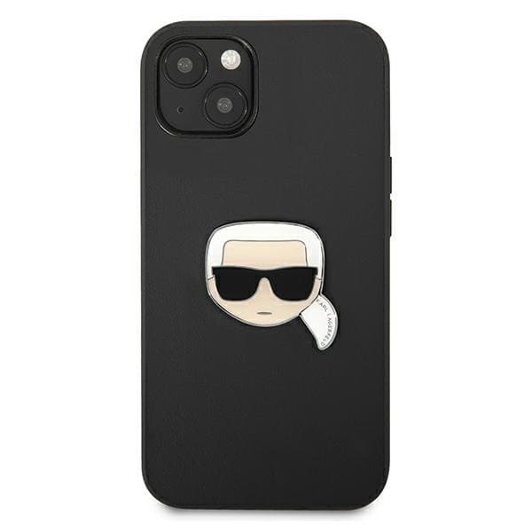 Karl Lagerfeld Läder Ikonik Karl`s Head Metal Skal iPhone 13 Mini - Svart