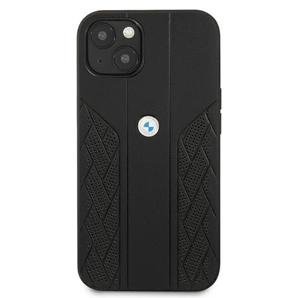 BMW Läder Curve Perforate Skal iPhone 13 Mini - Svart