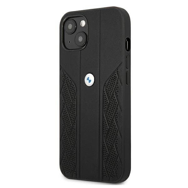 BMW Läder Curve Perforate Skal iPhone 13 Mini - Svart