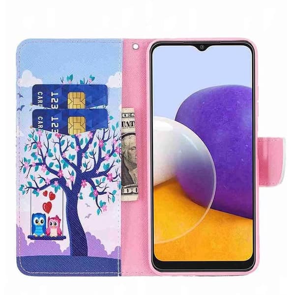 Plånboksfodral Samsung Galaxy A22 5G – Ugglor på Gunga