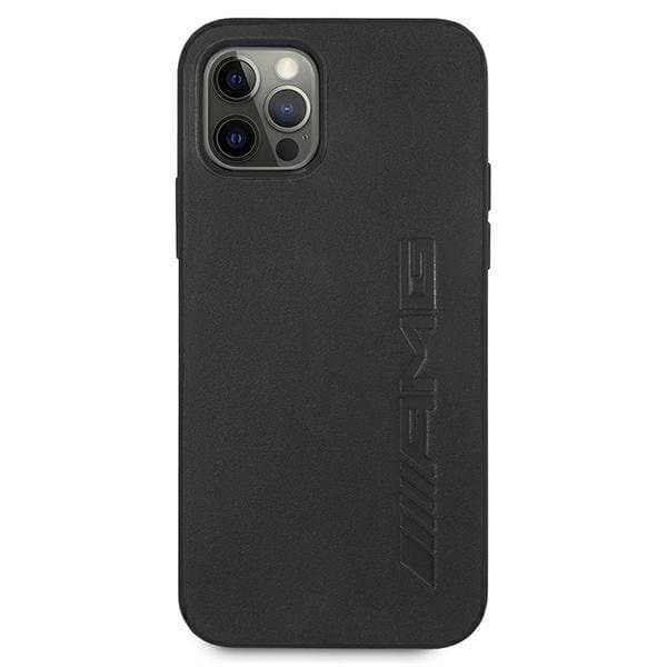 Mercedes AMG Läder Hot Stamped Skal iPhone 12 Pro Max - Svart