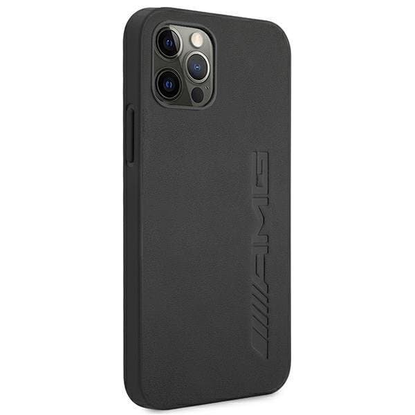 Mercedes AMG Läder Hot Stamped Skal iPhone 12 Pro Max - Svart