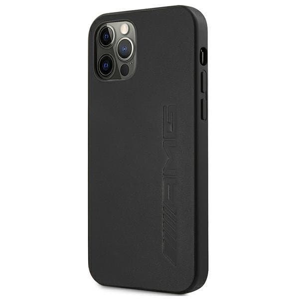 Mercedes AMG Läder Hot Stamped Skal iPhone 12 Pro Max - Svart