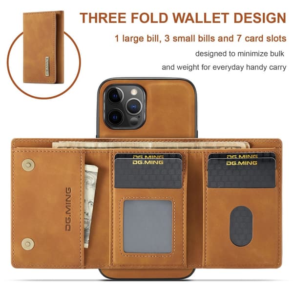 DG.MING iPhone 13 Mini Skal samt Wallet med Kickstand - Brun