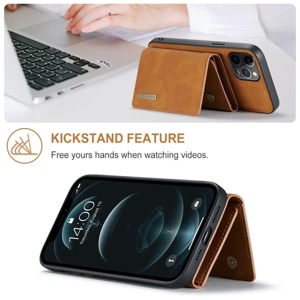 DG.MING iPhone 13 Mini Skal samt Wallet med Kickstand - Brun