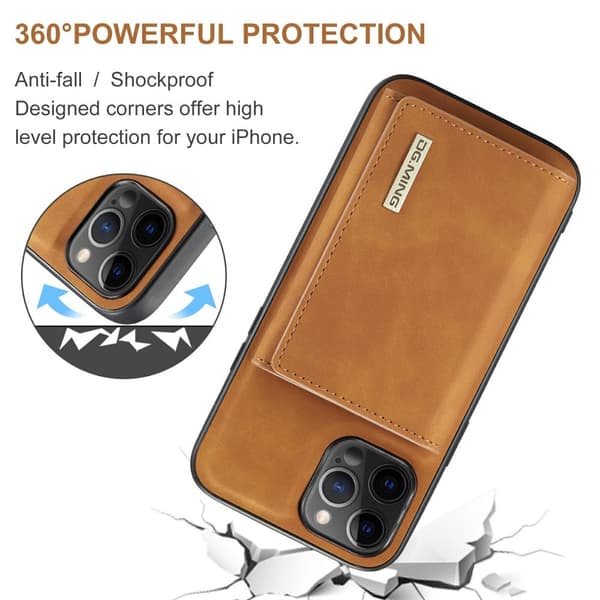 DG.MING iPhone 13 Mini Skal samt Wallet med Kickstand - Brun