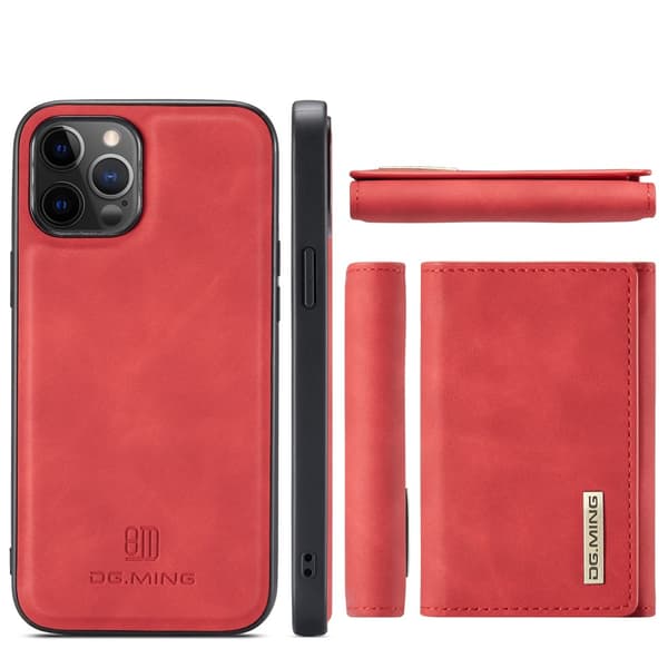 DG.MING iPhone 13 Pro Max Skal samt Wallet med Kickstand - Röd