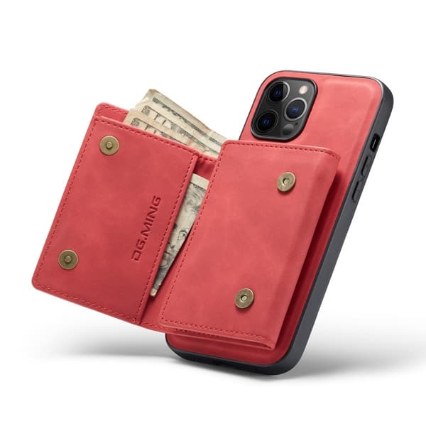 DG.MING iPhone 13 Pro Max Skal samt Wallet med Kickstand - Röd