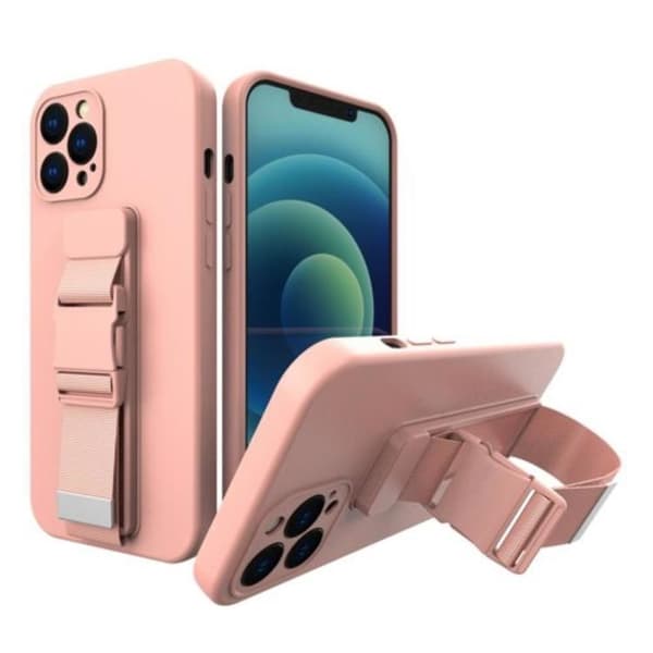 Rope Gel Airbag Skal Med Lanyard iPhone XR - Rosa