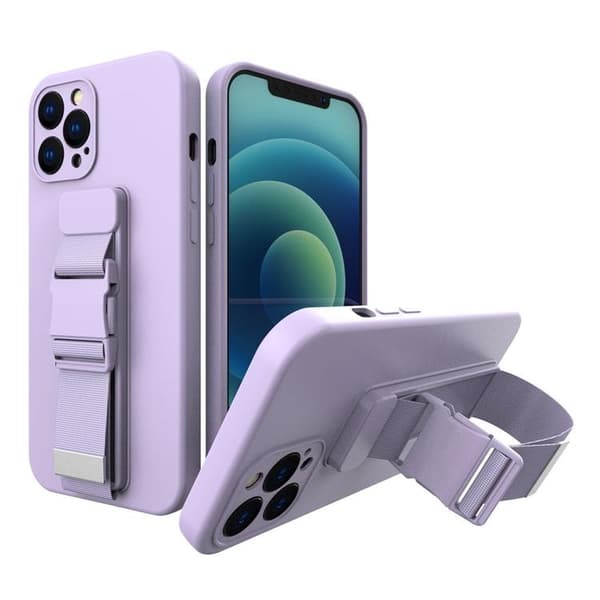 Rope Gel Airbag Skal Med Lanyard iPhone 13 Pro - Lila