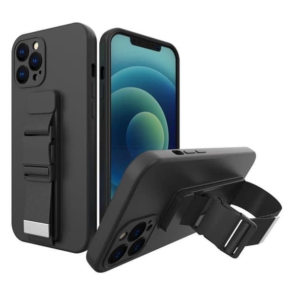 Rope Gel Airbag Skal Med Lanyard iPhone 11 Pro Max - Svart