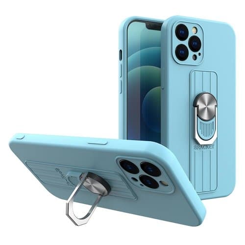 Ring Silicone Finger Grip Skal iPhone 11 Pro Max - Ljus Blå